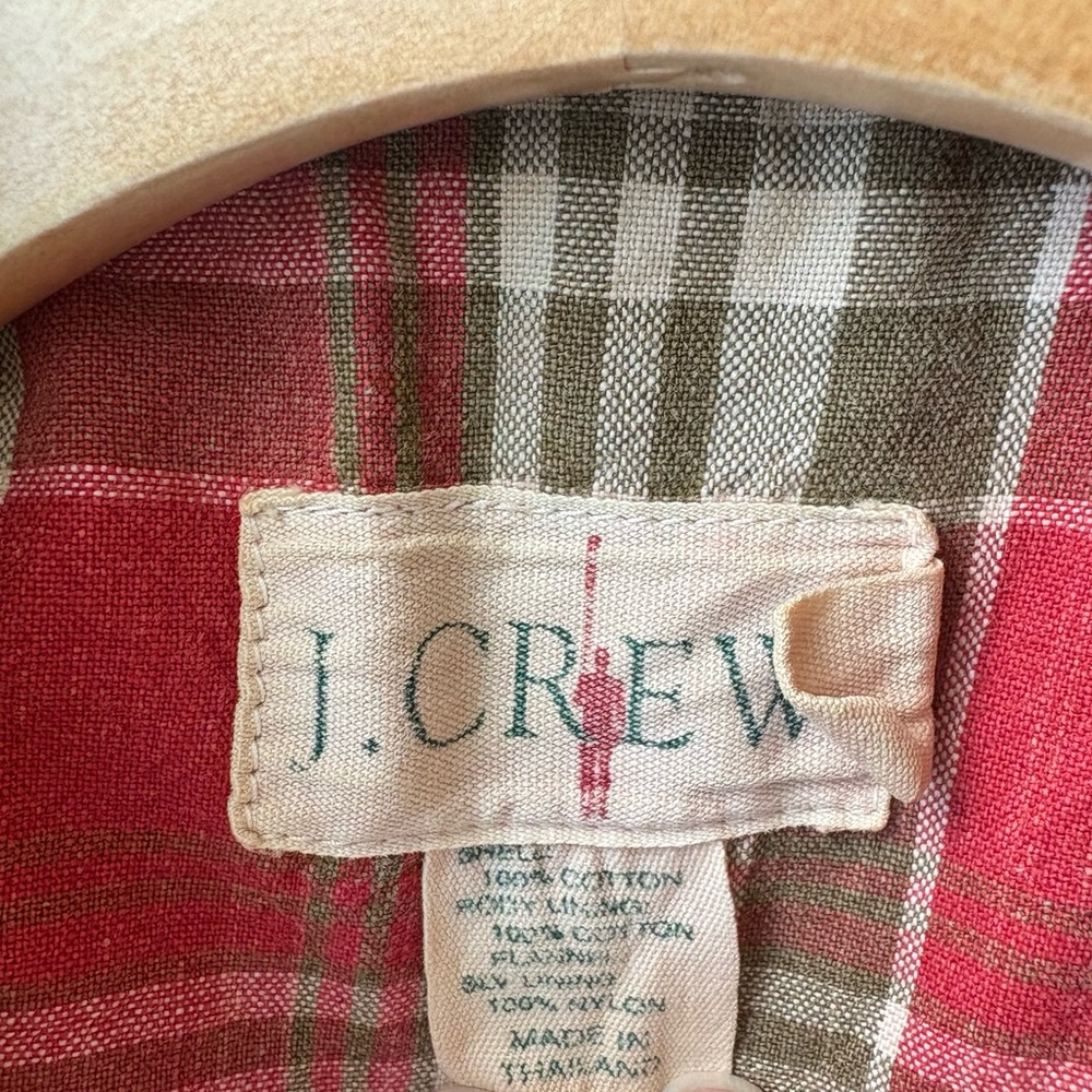 Vintage J.Crew Red Barn Jacket Corduroy Collar Plaid Lined Field Coat Small - Picture 4 of 5